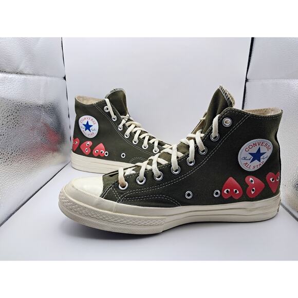 Converse Chuck Taylor All Star 70 Hi Comme des Garçons PLAY Multi-Heart Green - Picture 2 of 9